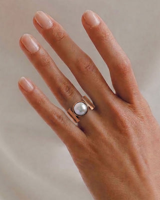 Luxe koperen ring met Parel