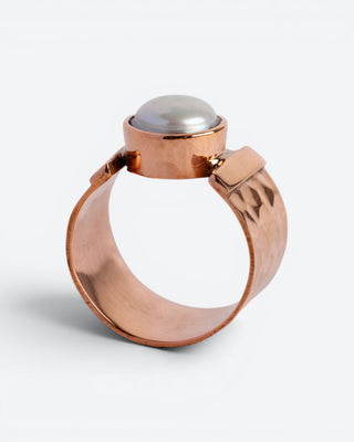 Luxe koperen ring met Parel