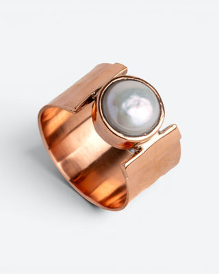 Luxe koperen ring met Parel