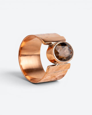 Luxe koperen ring met Rookkwarts