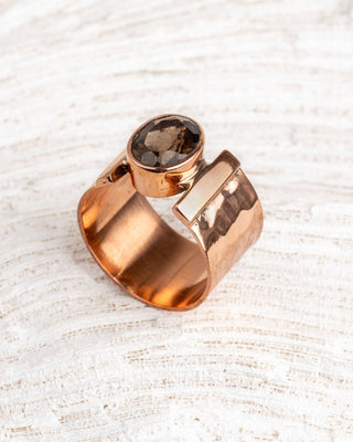 Luxe koperen ring met Rookkwarts