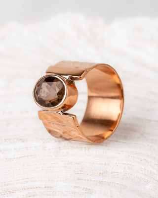 Luxe koperen ring met Rookkwarts