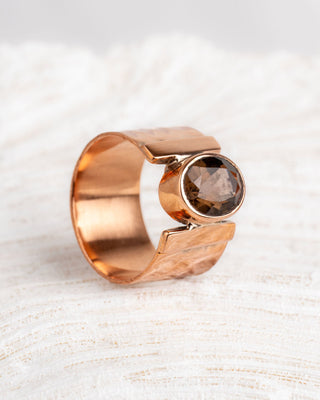 Luxe koperen ring met Rookkwarts