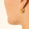 Satya Jewelry Oorbellen maansteen Lotus Oorbellen Goud Maansteen
