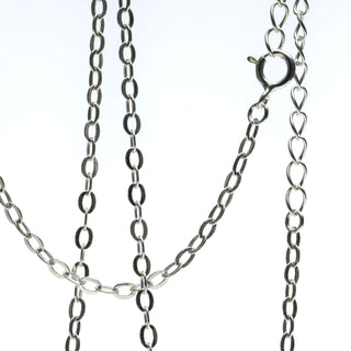 Zilveren Basis ketting - plat ovaal - 42-50cm