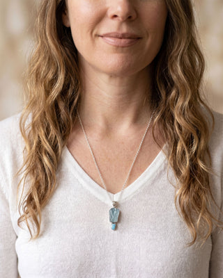 Ruwe aquamarijn hanger met larimar in zilver