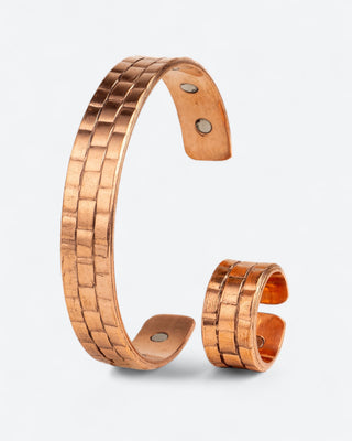 Set Koperen Magneet Armband en Ring | Brick │ Mannen