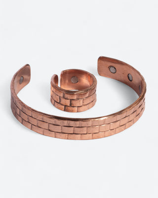 Set Koperen Magneet Armband en Ring | Brick │ Mannen