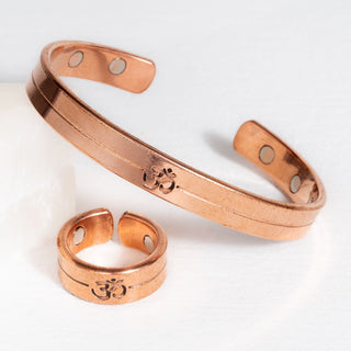 Set Koperen Magneet Armband en Ring | OM - maat M