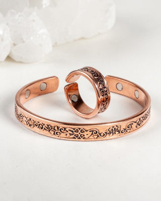 Set Koperen Magneet Armband en Ring - Sierlijk