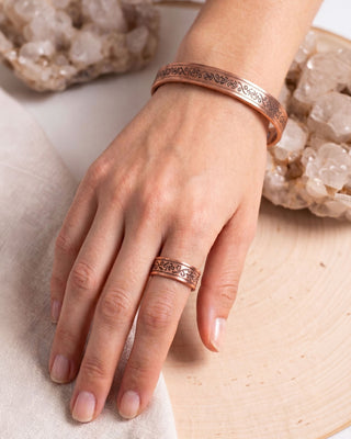 Set koperen magneet armband & ring - Lichttaal