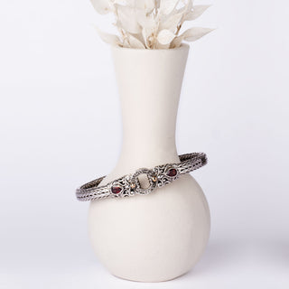 Sierlijke Zilveren Armband | Granaat | maat M/L - DEVA LOVES