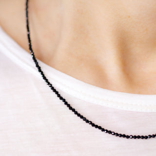 Gemstone Necklace - Black Spinel - 2mm