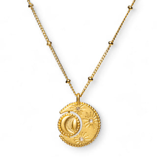 Spinning Celestial Necklace | Gold with White Topaz