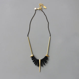 Stoere Ketting met Spikes en Zwarte Agaat - 45cm - DEVA LOVES