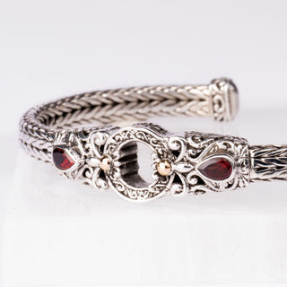 Sierlijke Zilveren Armband | Granaat | maat M/L - DEVA LOVES