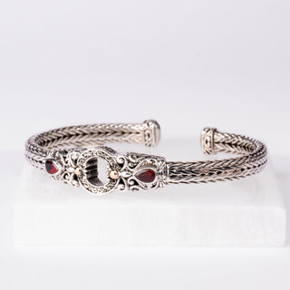 Sierlijke Zilveren Armband | Granaat | maat M/L - DEVA LOVES