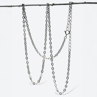 zilveren plat ovalen schakelketting