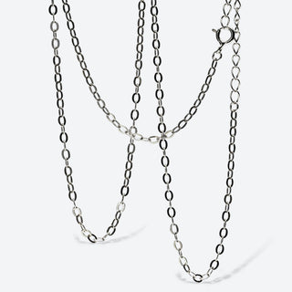 zilveren plat ovalen schakelketting