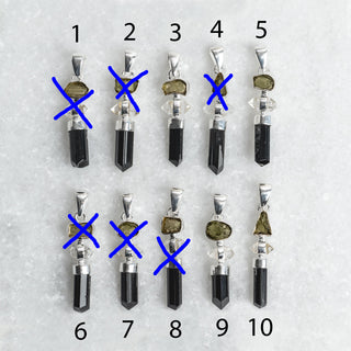 Zilveren hanger | Moldaviet + Herkimer + Zwart Toermalijn