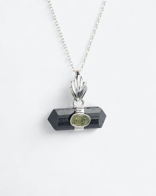 Zilveren hanger | Zwarte Toermalijn & Moldaviet - Transformatie